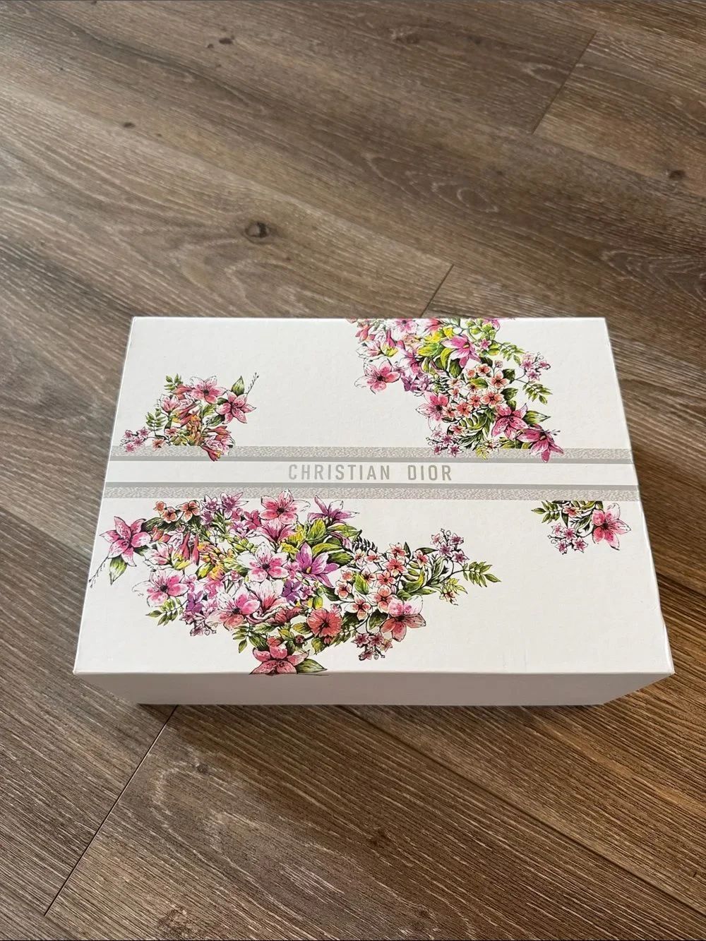Dior Floral Print White Gift Box with Pink & Green Accents